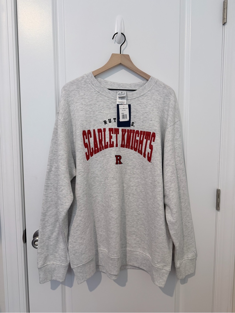 Mens Champion Rutgers Scarlet Knights Crewneck Sweatshirt - Light Gray